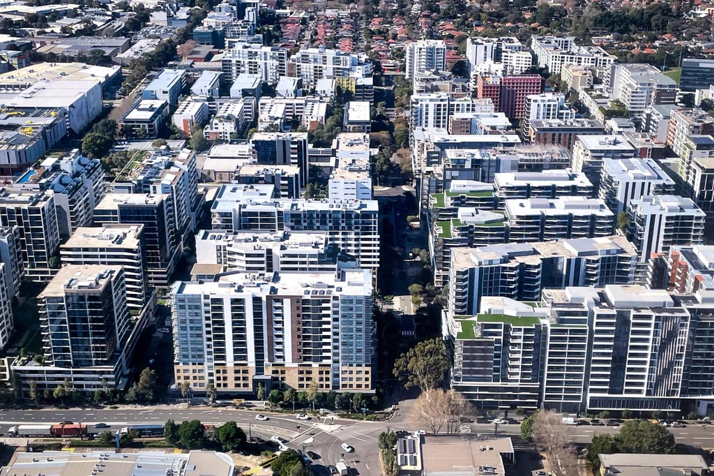 Newly constructed blocks of flats are seen in the Sydney suburb of Mascot in June. Photo: AFP