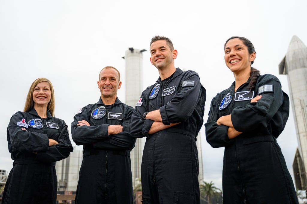 The crew of the Polaris Dawn mission: Anna Menon, Scott Poteet, Jared Isaacman and Sarah Gillis. Photo: Polaris Programme via TNS The crew of the Polaris Dawn mission: Anna Menon, Scott Poteet, Jared Isaacman and Sarah Gillis. Photo: Polaris Programme via TNS