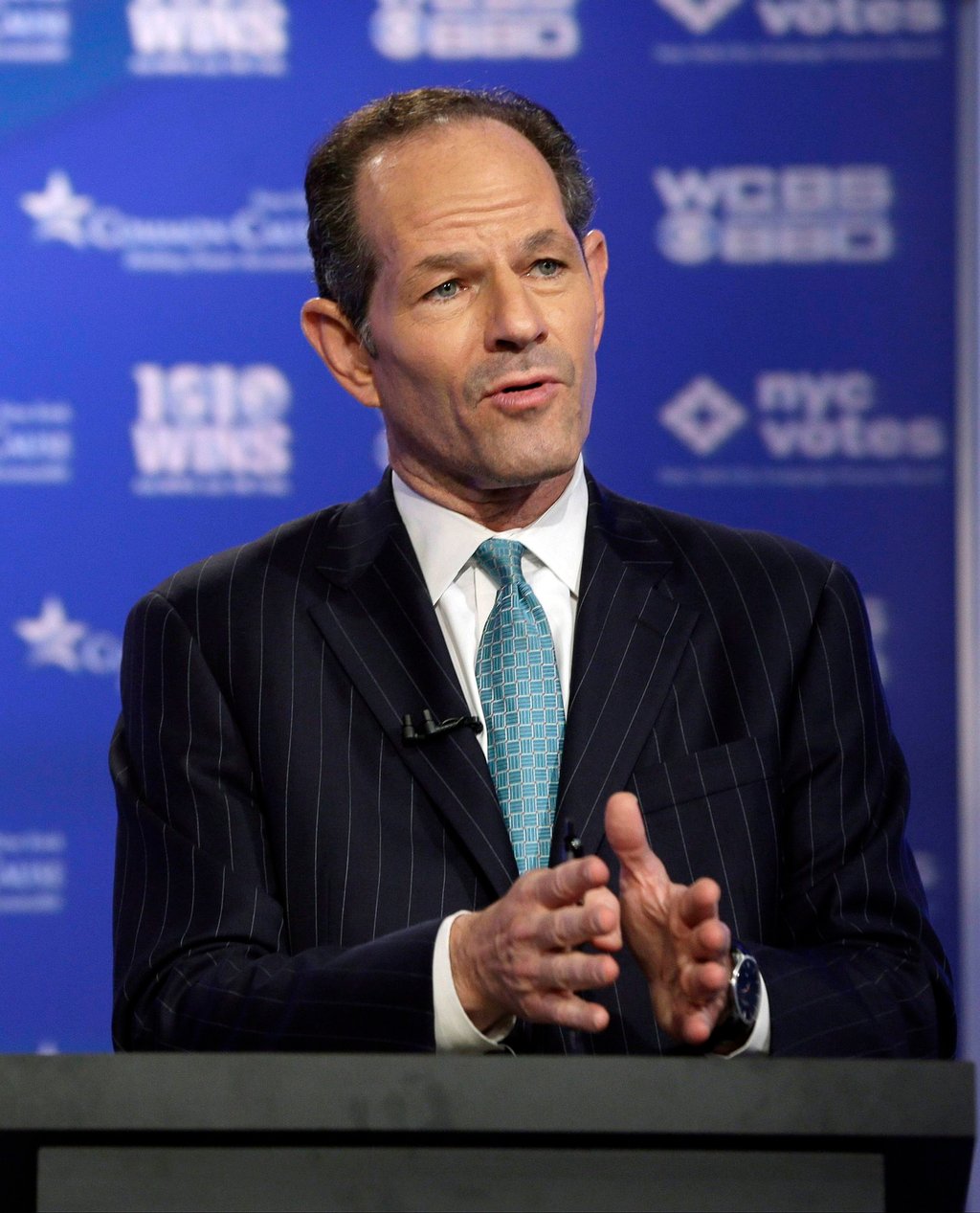 Former New York Governor Eliot Spitzer speaks during a primary debate for New York City comptroller in 2013. Photo: Reuters Former New York Governor Eliot Spitzer speaks during a primary debate for New York City comptroller in 2013. Photo: Reuters