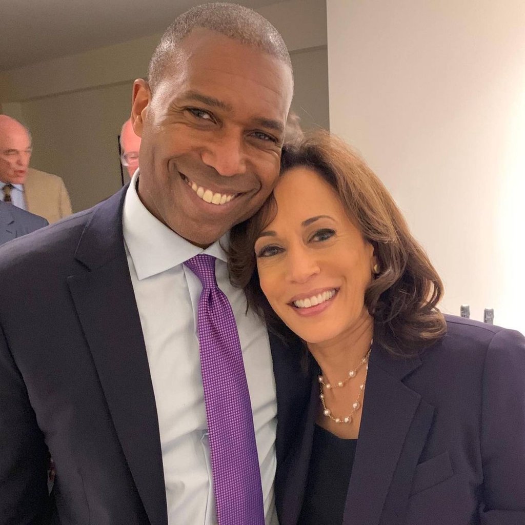 Tony West and his sister-in-law, presidential nominee Kamala Harris. Photo: @meenasdad/Instagram