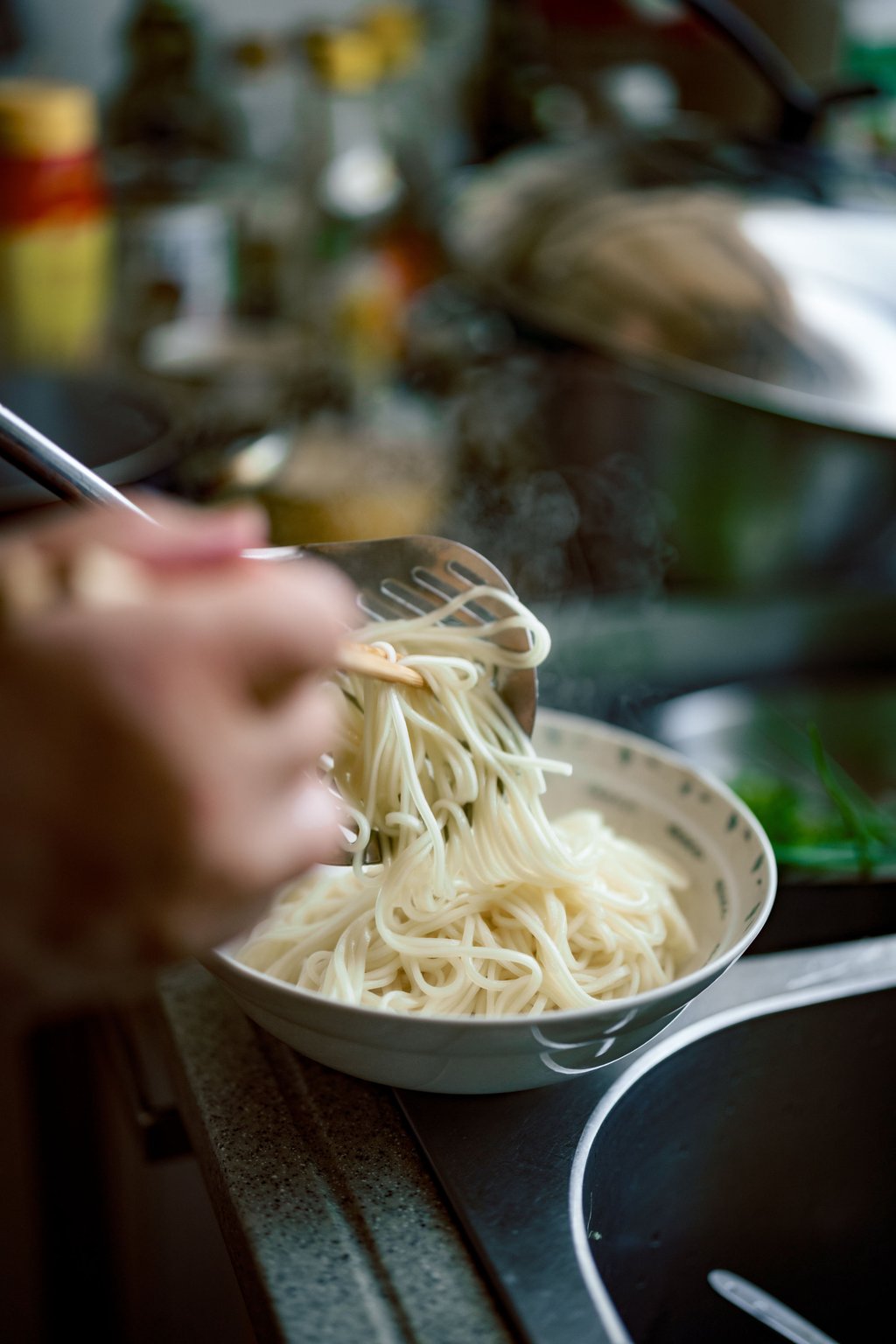 Scallion oil noodles. Photo: Graeme Kennedy Scallion oil noodles. Photo: Graeme Kennedy