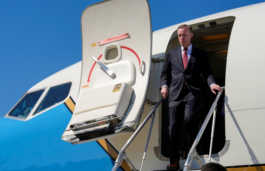 White House national security adviser Jake Sullivan arrives at Beijing Capital International Airport. President Xi Jinping told Sullivan he hoped both sides would support each other’s development. Photo: Reuters