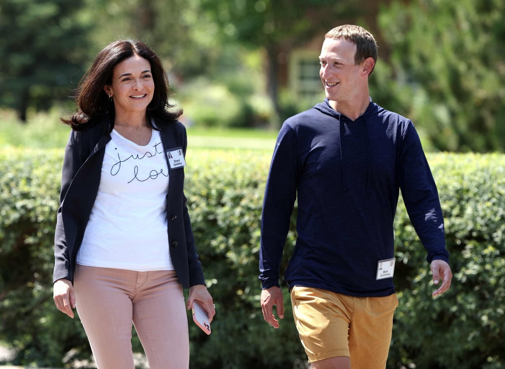 While walking with former Facebook COO Sheryl Sandberg at the 2021 Allen & Company Sun Valley Conference, Mark Zuckerberg ditched his signature jeans for bright yellow shorts – he couldn’t leave the hoodie. Photo: AFP
