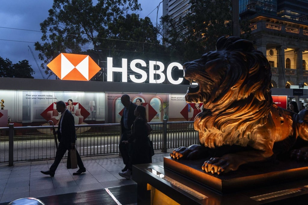 Signage outside the HSBC headquarters building on July 26, 2024. Photo: Bloomberg