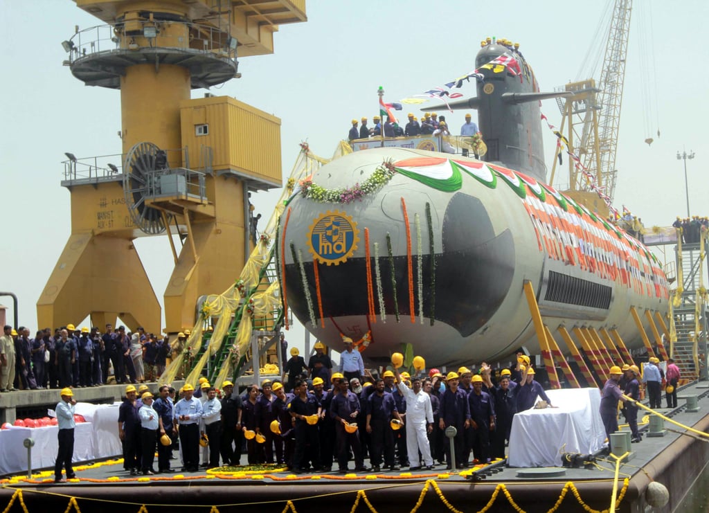 India’s first domestically built Scorpene-class attack submarine is seen in Mumbai in 2015. Photo: Xinhua India’s first domestically built Scorpene-class attack submarine is seen in Mumbai in 2015. Photo: Xinhua