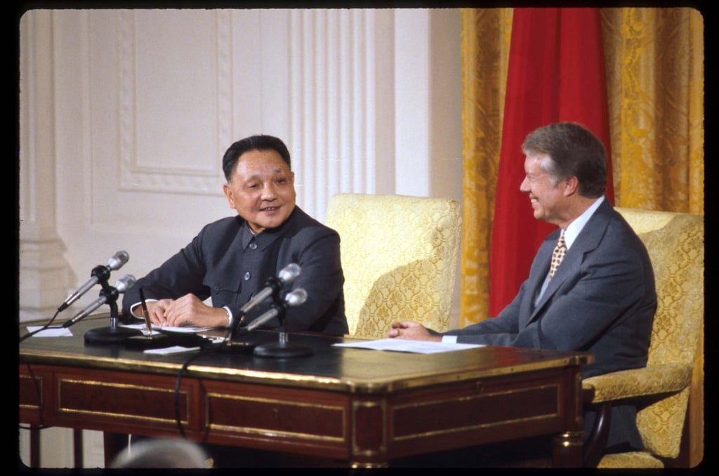 China’s leader Deng Xiaoping and US president Jimmy Carter enjoy a light moment at a White House news conference on January 31, 1979, after signing the agreement on cooperation in science and technology. Photo: Getty Images