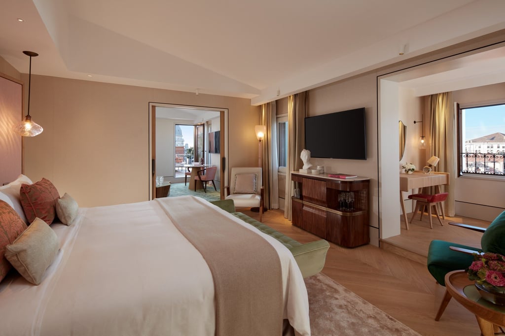 A pink-hued suite at The St Regis Venice