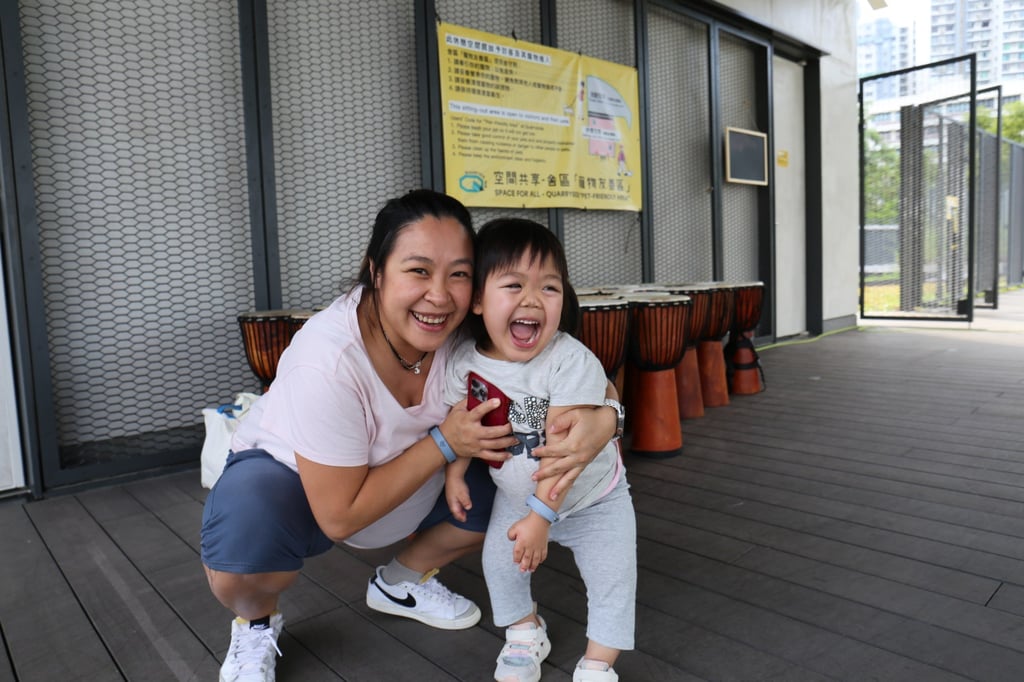 Leung Ka-yee with her daughter Ip Man-lee. Before attending Yama Foundation’s yoga therapy sessions, Ip had poor balance and mobility issues. Now she can run and is starting to jump. Photo: Yama Foundation