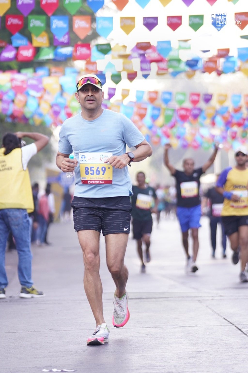 Bhandary takes part in the Tata Mumbai Marathon in India, in 2023. Photo: Dhiraj Bhandary