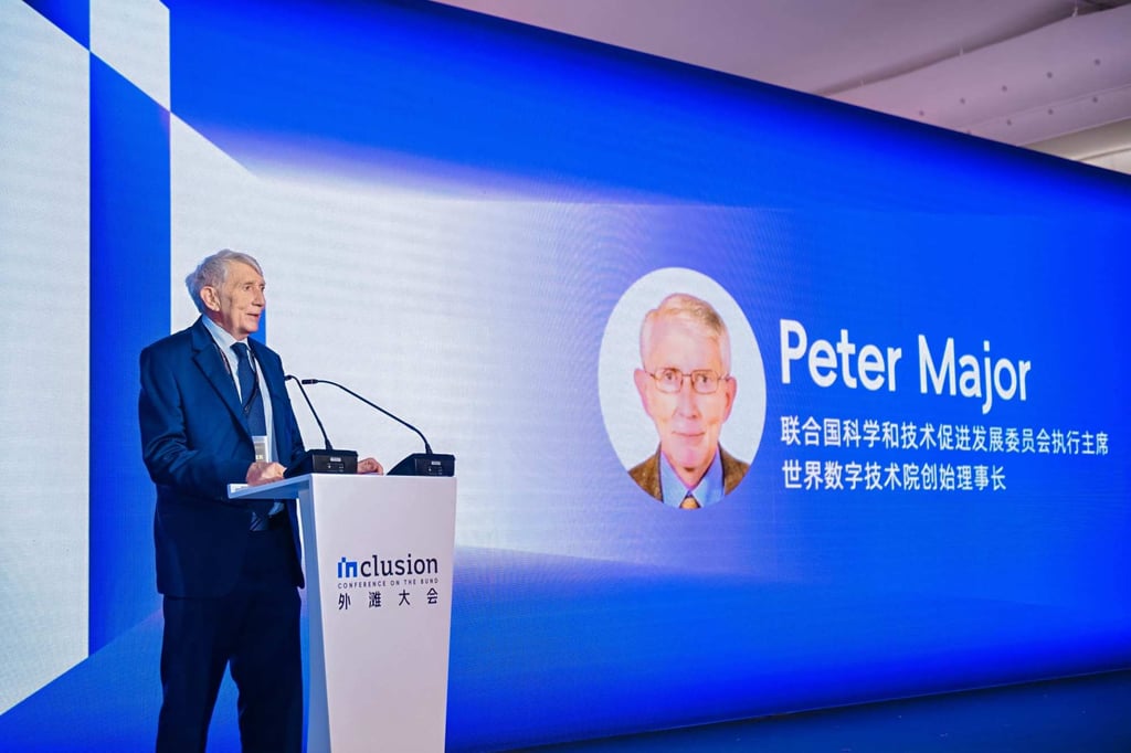 “International cooperation on AI-related standards has become increasingly crucial,” WDTA Honorary Chairman Peter Major told the audience during the side event at the Inclusion Conference on the Bund. Photo: 2024 Inclusion Conference on the Bund