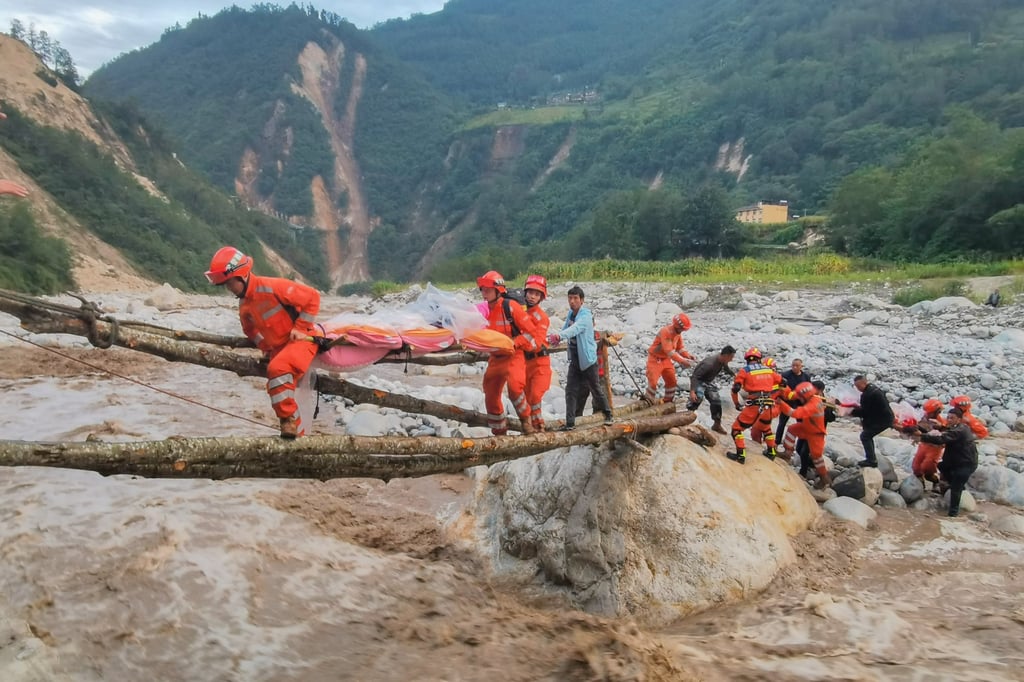 On September 5, 2022, an earthquake in Moxi Town, Luding County in southwest China’s Sichuan province killed and injured dozens. Photo: Cheng Xueli/Xinhua via AP