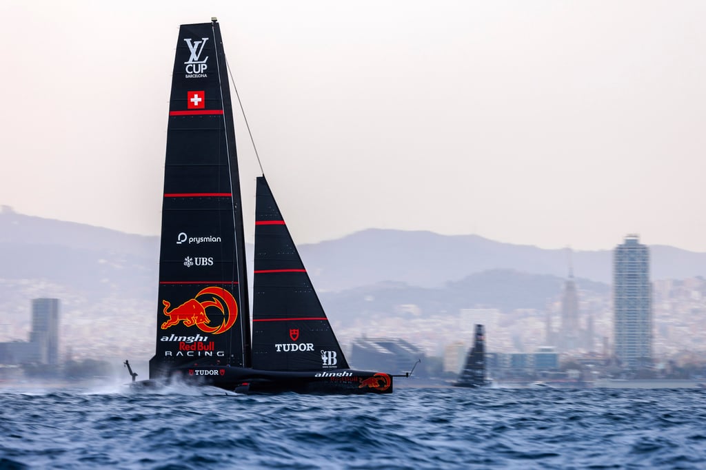 The Alinghi Red Bull Racing team off the coast of Barcelona on September 3 The Alinghi Red Bull Racing team off the coast of Barcelona on September 3
