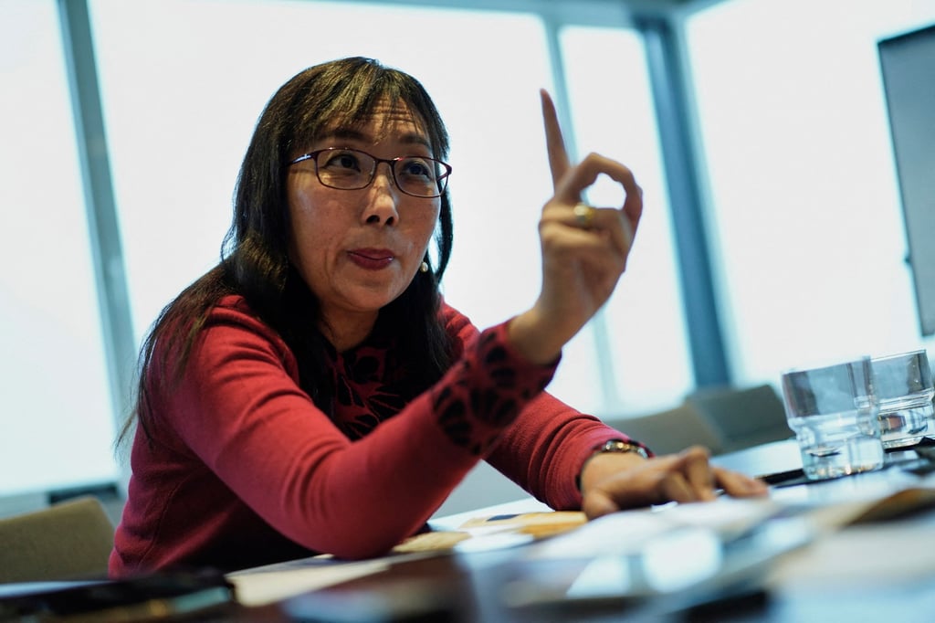 Teresa Kok answers questions during an interview in Brussels in 2020, when she was serving as Malaysia’s plantation industries and commodities minister. Photo: AFP