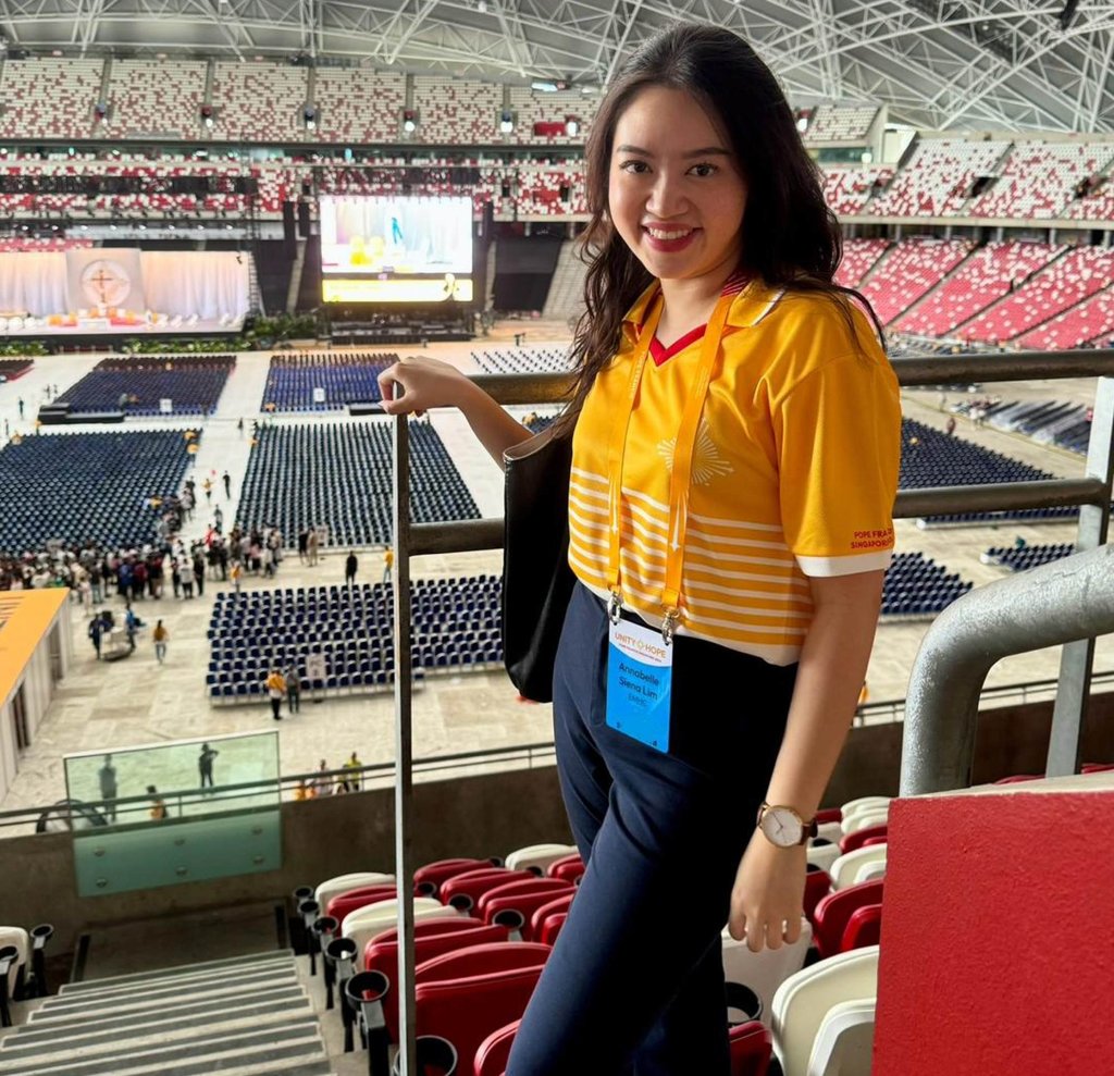 Annabelle Siena Lim at the National Stadium in Singapore for the pope’s mass. Annabelle Siena Lim