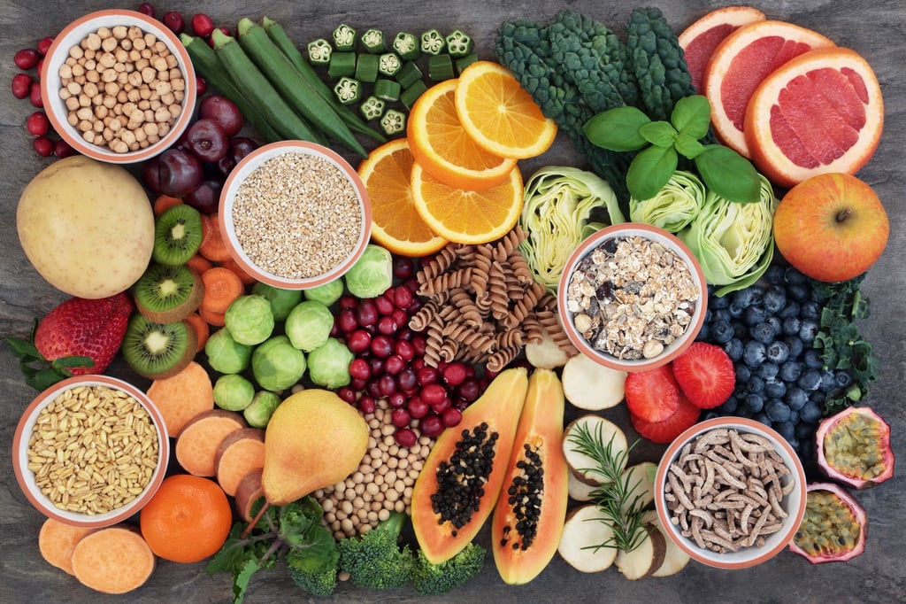 To maintain a healthy gut microbiome, consume fibre-rich plant foods, like fruits, vegetables, beans, legumes, and whole grains such as brown rice. Photo: Shutterstock
