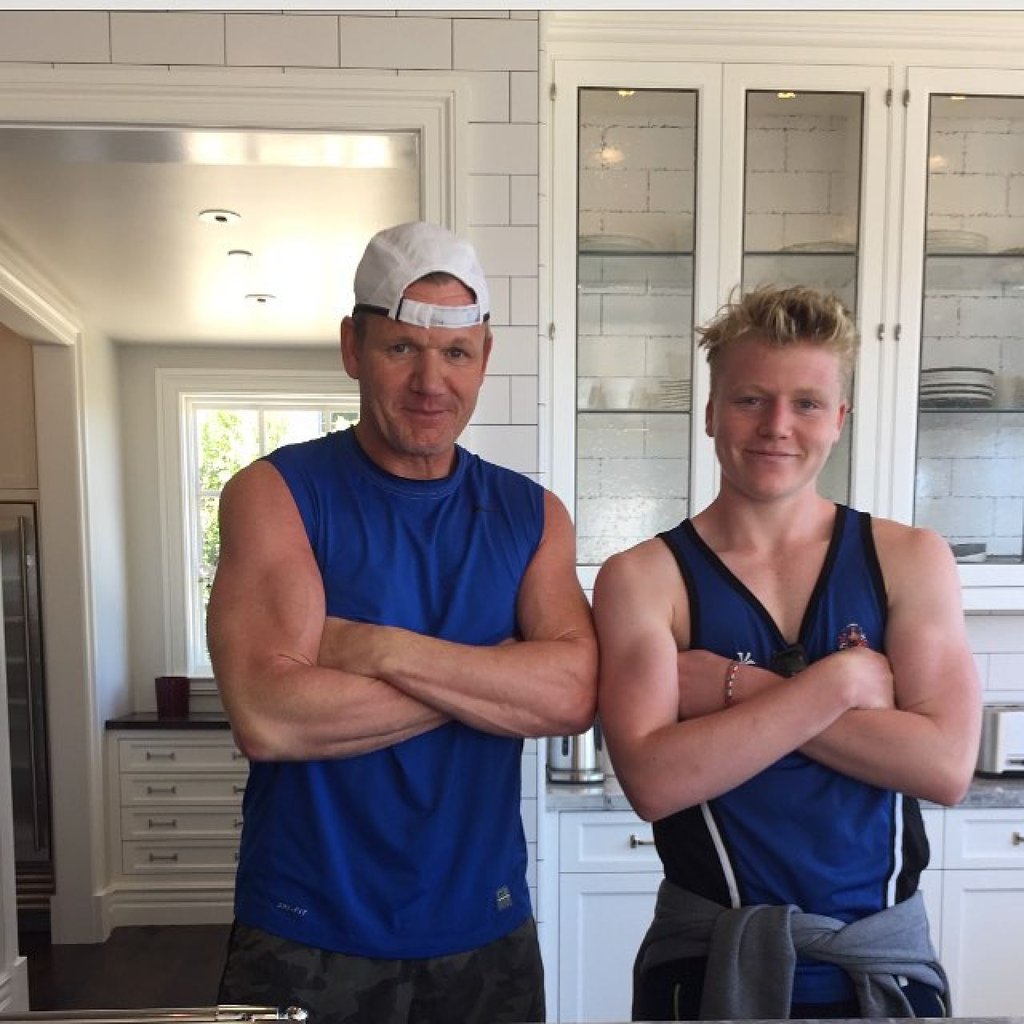 Jack Ramsay striking a pose with his father, Hell’s Kitchen star Gordon Ramsay. Photo: @tanaramsay/Instagram Jack Ramsay striking a pose with his father, Hell’s Kitchen star Gordon Ramsay. Photo: @tanaramsay/Instagram