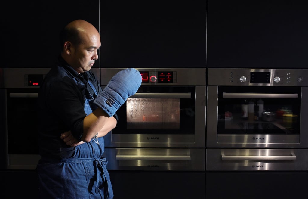 KC Koo is the owner of Hong Kong food company Fancook. He sells a line of mooncakes containing salted egg yolk with yellow lotus paste. Photo: SCMP