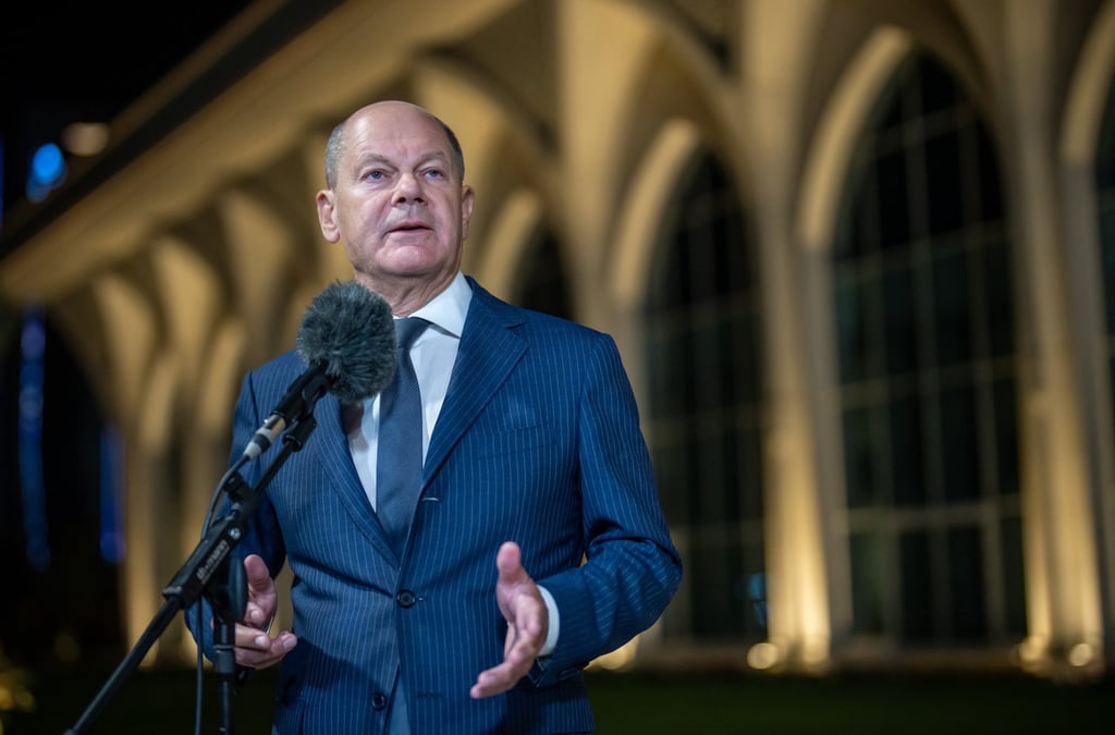 Scholz speaks to journalists after signing a migration agreement with Uzbekistan on Sunday. Photo: dpa Scholz speaks to journalists after signing a migration agreement with Uzbekistan on Sunday. Photo: dpa