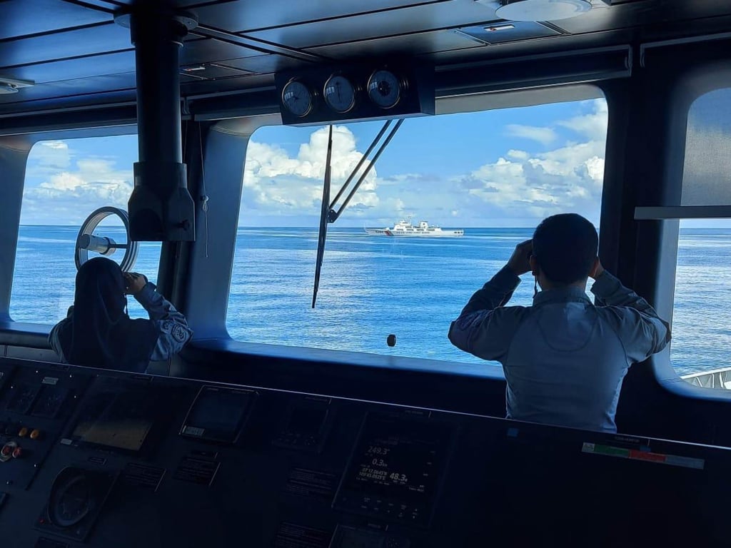 A Chinese coastguard vessel in the waters around Indonesia’s Natuna Islands. Photo: Indonesian Maritime Security Agency A Chinese coastguard vessel in the waters around Indonesia’s Natuna Islands. Photo: Indonesian Maritime Security Agency