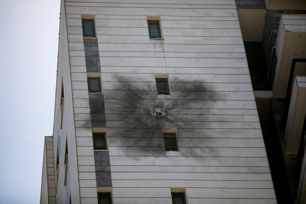 A damaged residential building in Nahariya, northern Israel, after a projectiles attack from Lebanon. Photo: Reuters