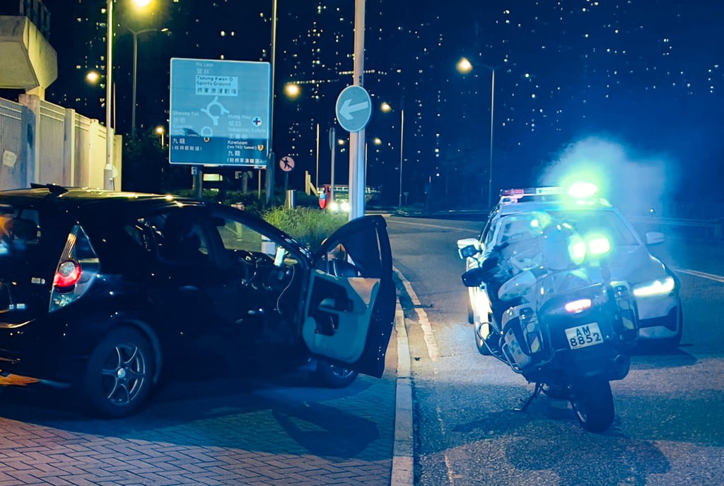 Police intercepted the suspect’s illegally parked car on Chi Sin Street in Tseung Kwan O. Photo: Handout