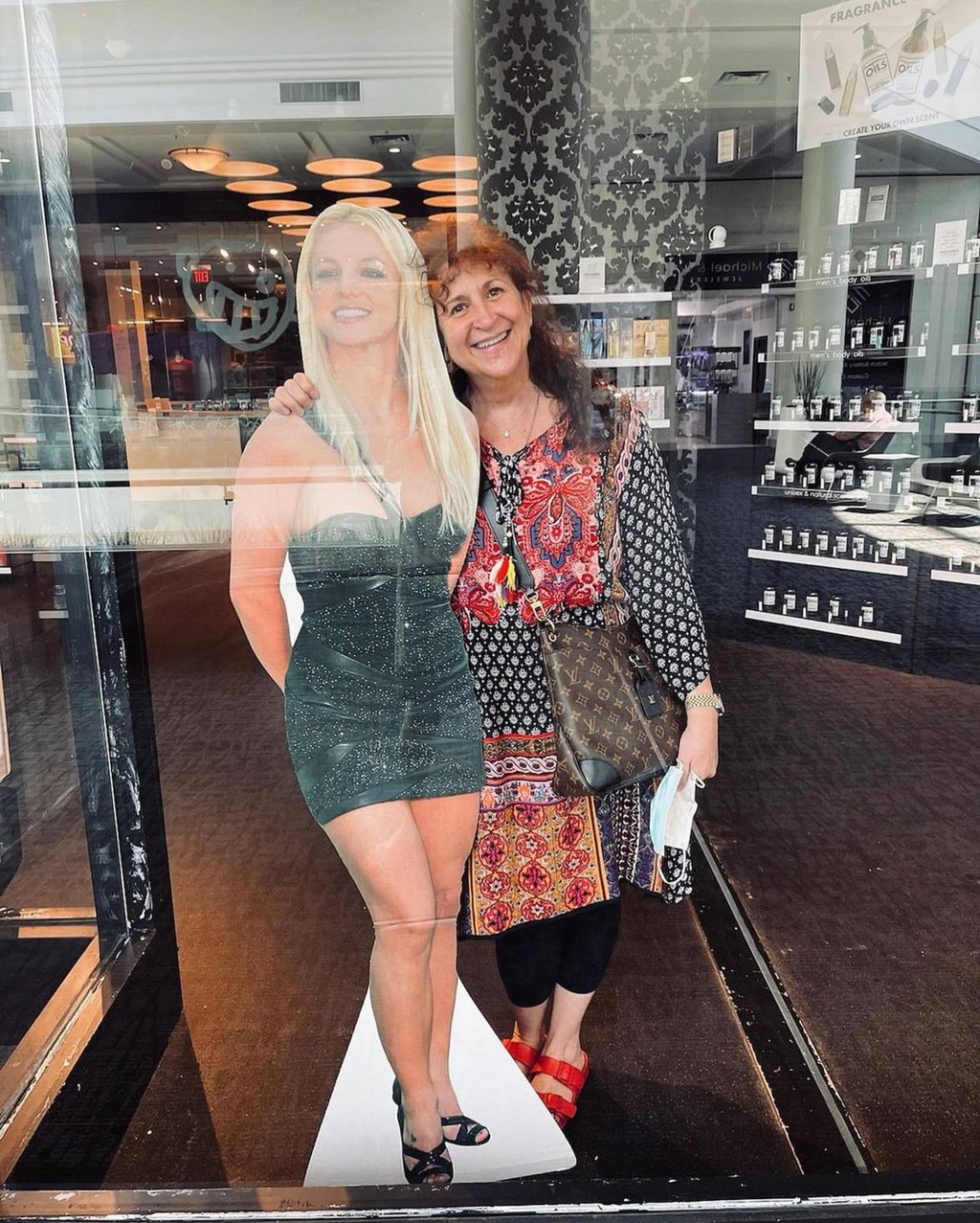 “This is the closest I’ve been to you in four years!” Felicia Culotta captioned a snap of herself with a cardboard cut-out of Britney Spears in July 2022. Photo: @feliciaculotta1/Instagram