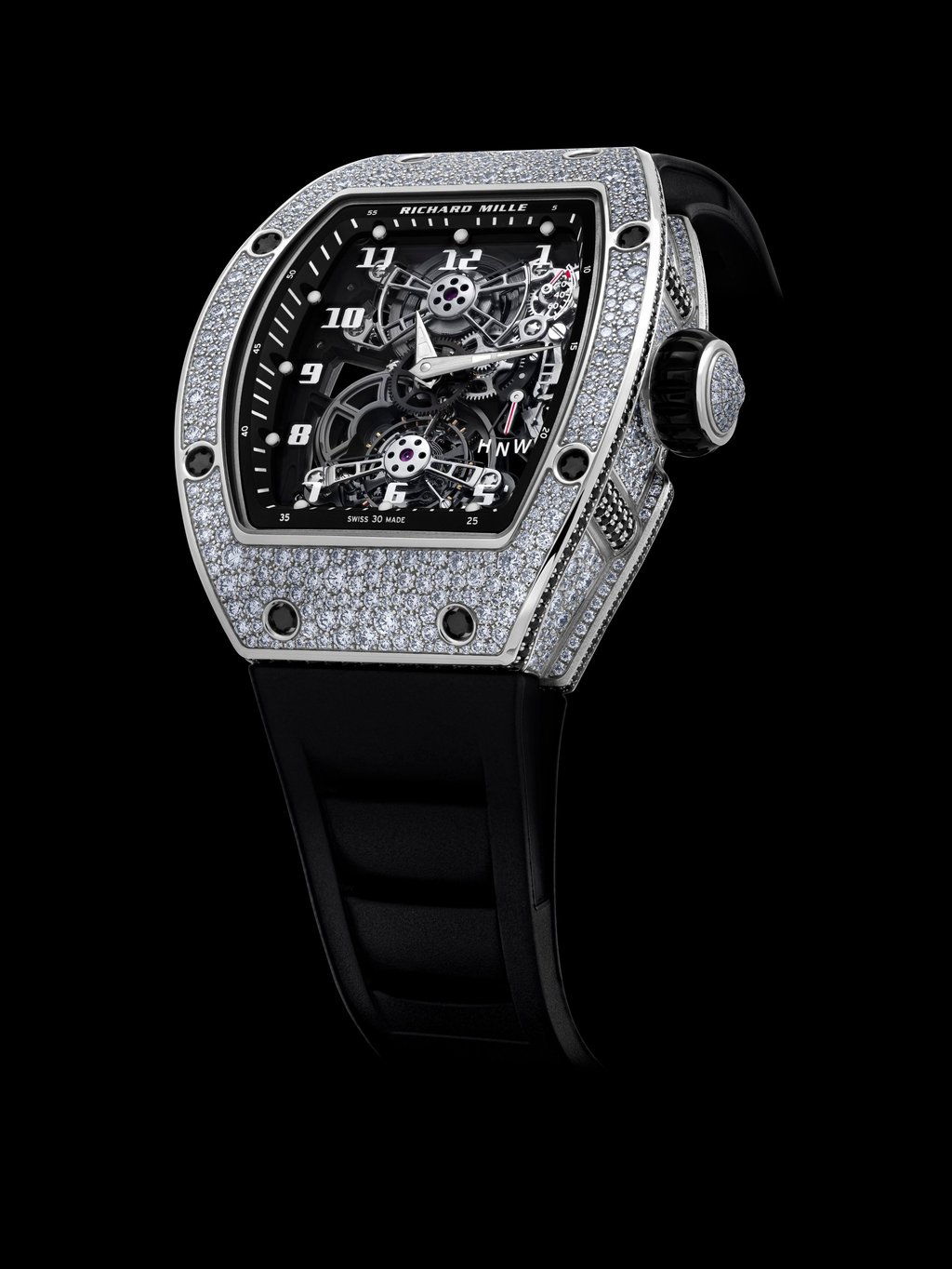 The snow-set Richard Mille RM 17-01 Tourbillon is available in red or white gold The snow-set Richard Mille RM 17-01 Tourbillon is available in red or white gold