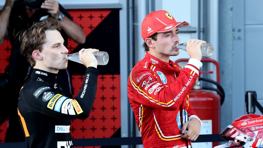McLaren’s Oscar Piastri (left) won in Baku while Ferrari’s Charles Leclerc is third in the standings. Photo: EPA-EFE