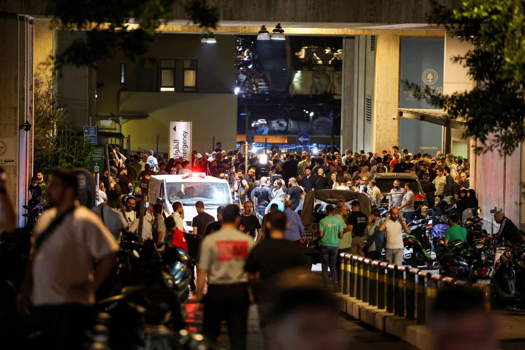 Scenes outside American University of Beirut Medical Centre in Beirut, Lebanon. Photo: Reuters