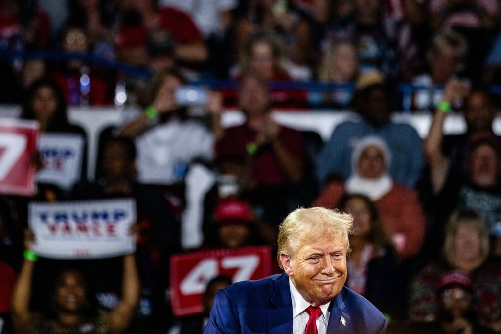 Donald Trump at the town hall event in Flint, Michigan. Photo: Bloomberg
