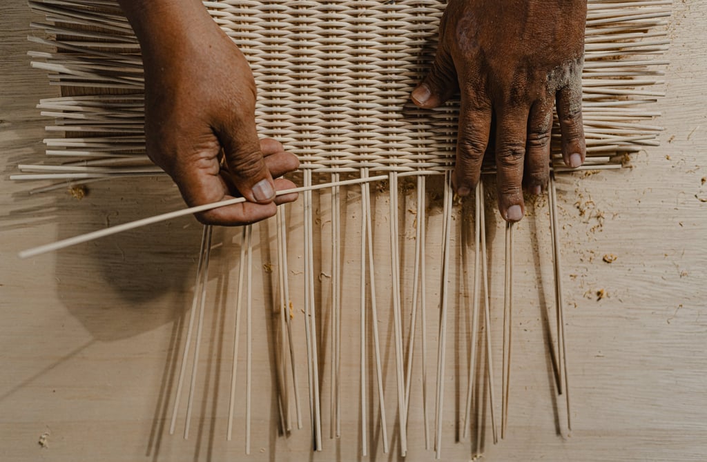 An artist taking part in Emerge @ Find, part of Find – Design Fair Asia at Singapore Design Week, Alvin Tjitrowirjo crafts works from rattan, which is sustainably sourced from Central Kalimantan in Indonesia. Photo: Christopher Octaviano An artist taking part in Emerge @ Find, part of Find – Design Fair Asia at Singapore Design Week, Alvin Tjitrowirjo crafts works from rattan, which is sustainably sourced from Central Kalimantan in Indonesia. Photo: Christopher Octaviano