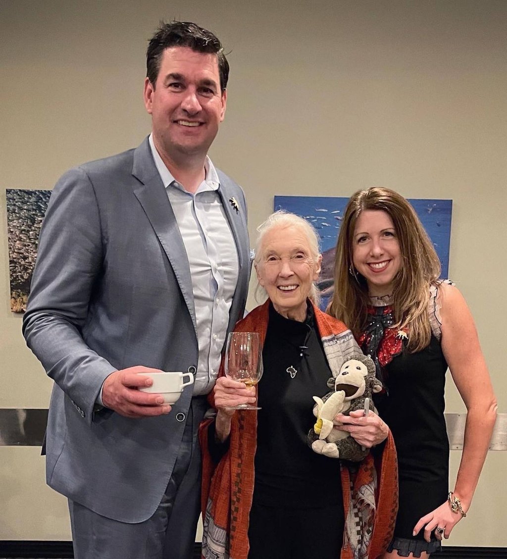 Paul Krasinski with well-known conservationist Jane Goodall at The Farmhouse. Photo: @thefarmhouseplymouth/Instagram Paul Krasinski with well-known conservationist Jane Goodall at The Farmhouse. Photo: @thefarmhouseplymouth/Instagram