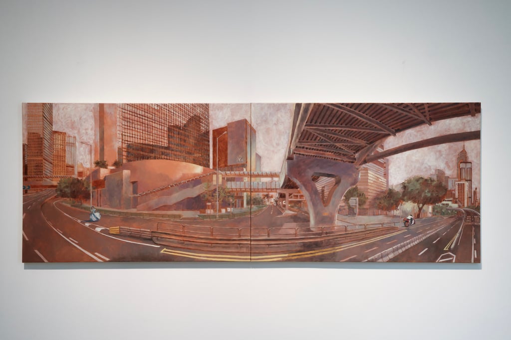 A Moment of Romance 1990 on Connaught Road Central (2024) by Chow Chun-fai, part of his solo exhibition “Map of Amnesia” in Central, Hong Kong. Photo: Jelly Tse