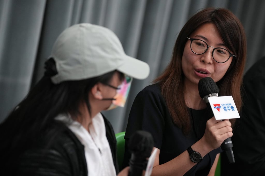 The Chinese YMCA’s Jessica Mo (right) interviews pupil Christy, who said her mental health had suffered due to conflicts with her mother and school pressure. Photo: Elson Li