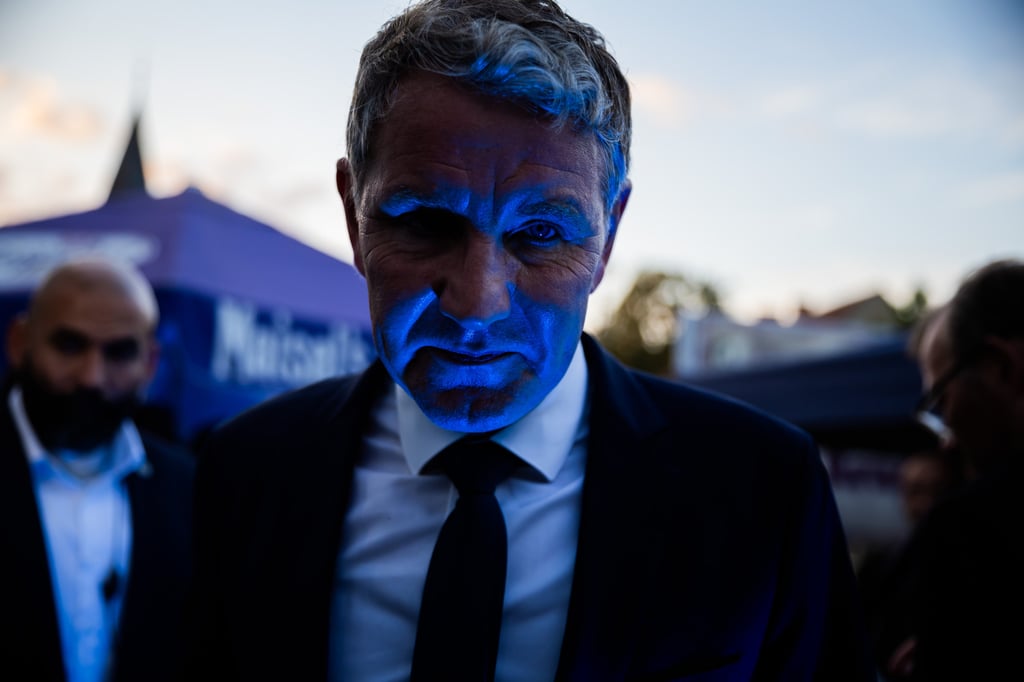 Bjoern Hoecke, leader of the Alternative for Germany (AfD) in Thuringia, at the AfD election party following the Brandenburg state elections on Sunday. Photo: dpa