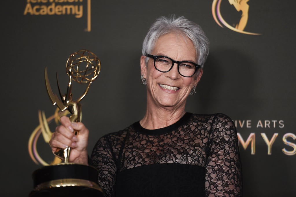 Jamie Lee Curtis poses with her Emmy for The Bear, in the Outstanding Guest Actress in a Comedy Series category, at the Creative Arts Emmy Awards on September 8. Photo: Invision/AP Jamie Lee Curtis poses with her Emmy for The Bear, in the Outstanding Guest Actress in a Comedy Series category, at the Creative Arts Emmy Awards on September 8. Photo: Invision/AP