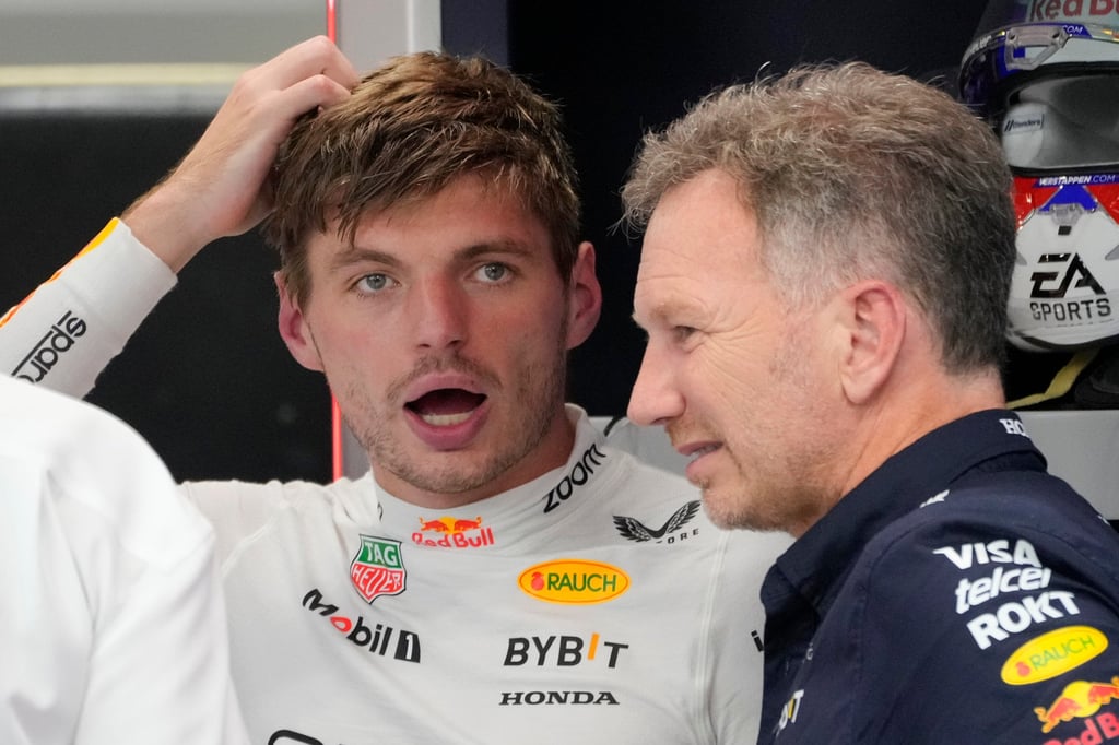 Max Verstappen (left), talking to team principal Christian Horner, won all six of the final races last season. Photo: AP