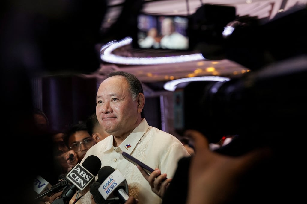 Philippines Defence Minister Gilberto Teodoro speaking at a conference in Manila in August. Photo: Reuters