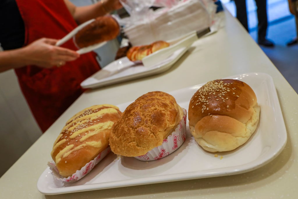 From left: a cocktail bun, pineapple bun and piggy bun at Tin Lok Bakery, in Wan Chai, Hong Kong. Photo: May Tse