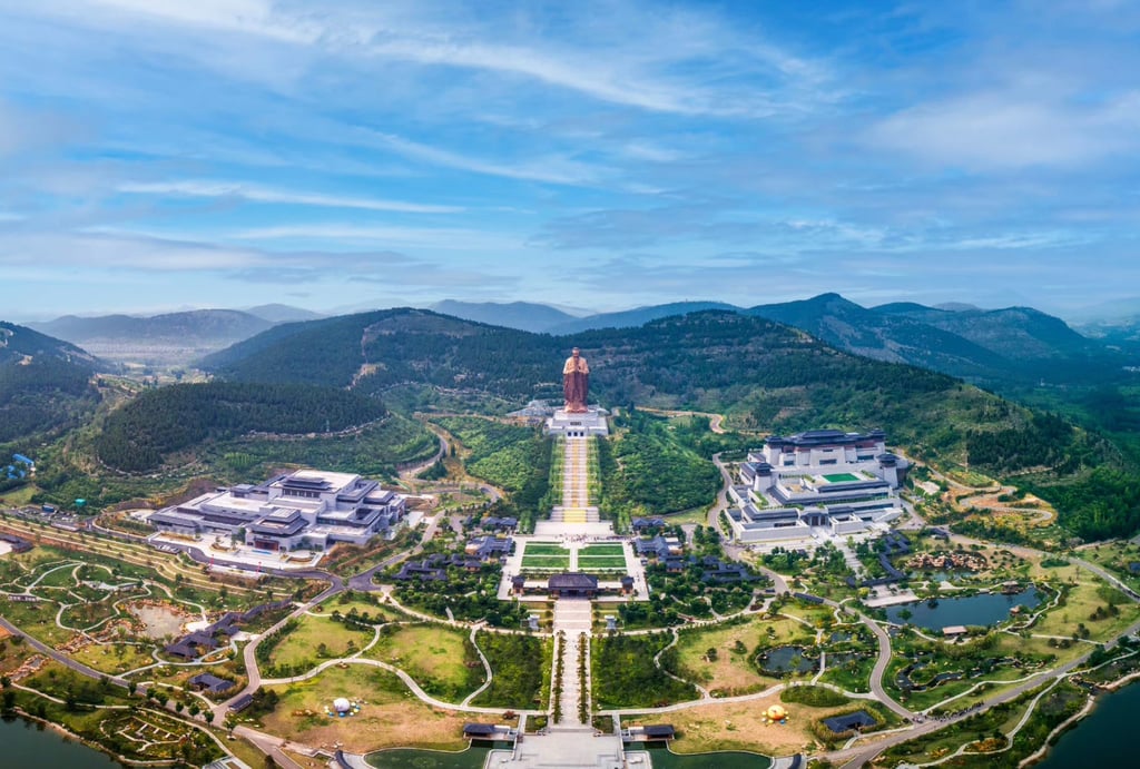 A view of the world’s largest Confucius statue, in Qufu, Shandong province. Photo: Weibo/CGTV A view of the world’s largest Confucius statue, in Qufu, Shandong province. Photo: Weibo/CGTV