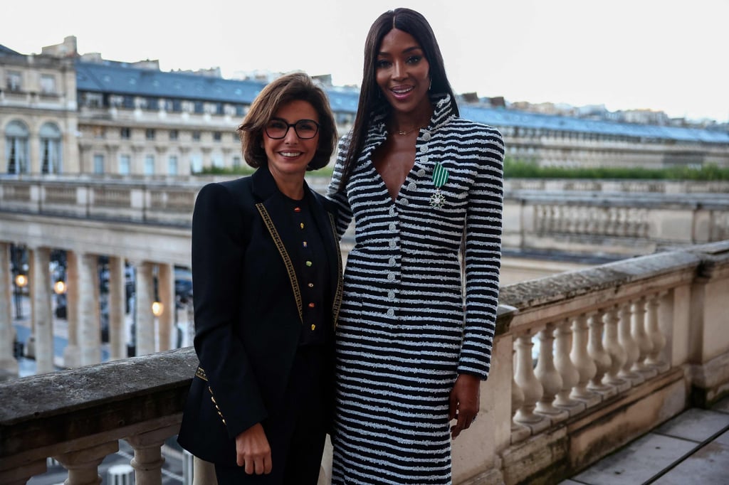 Naomi Campbell, right, with France’s Minister for Culture Rachida Dati on Thursday. Photo: AFP