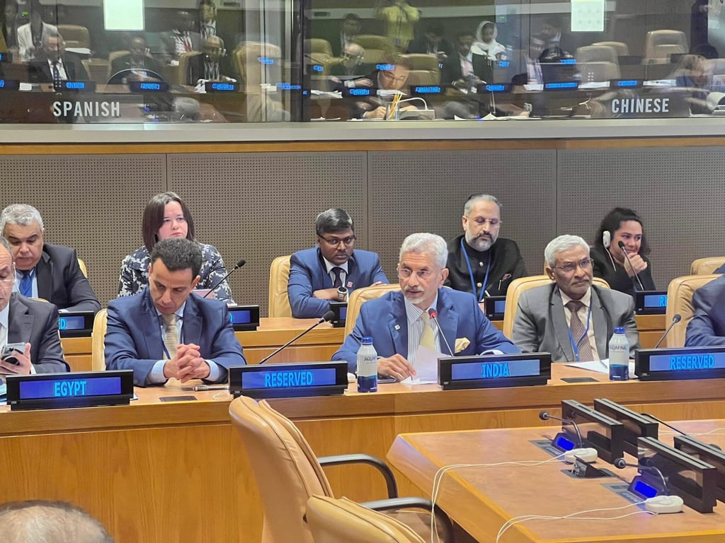 Indian Foreign Minister Subrahmanyam Jaishankar (centre) attends a Brics meeting in New York on Thursday. Photo: Subrahmanyam Jaishankar on X Indian Foreign Minister Subrahmanyam Jaishankar (centre) attends a Brics meeting in New York on Thursday. Photo: Subrahmanyam Jaishankar on X
