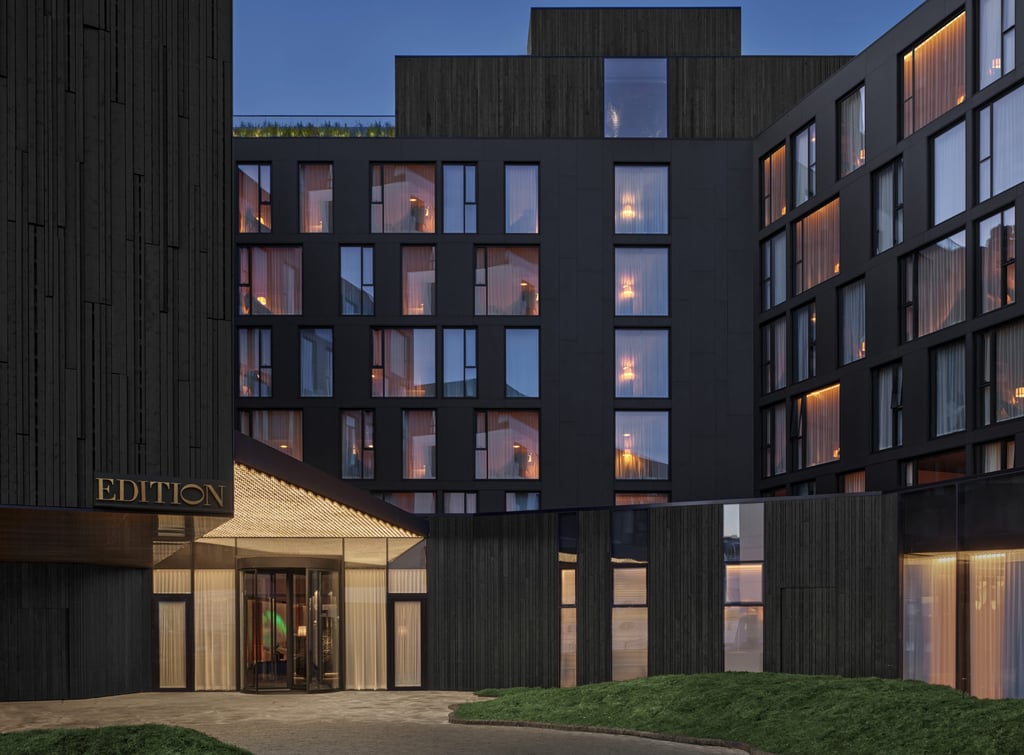 The Reykjavik Edition’s facade evokes Iceland’s lava fields through the use of shou sugi ban timber, blackened with an ancient Japanese technique. Photo: Handout