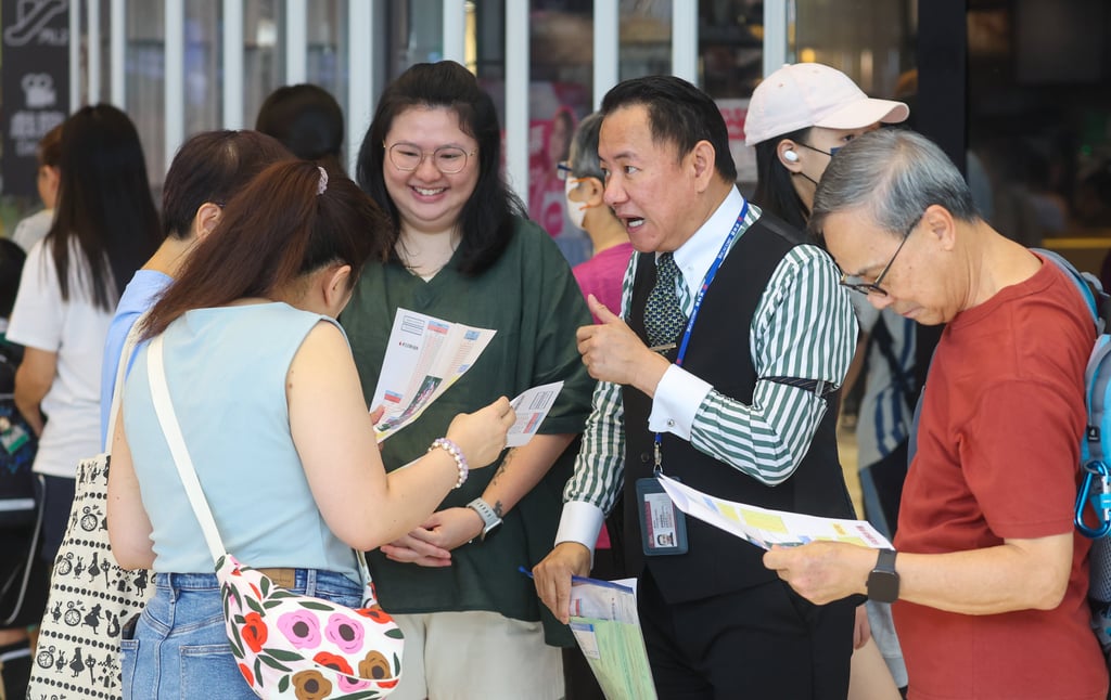 Potential buyers at the sales office of Yoho Hub II on Saturday. Photo: Edmond So