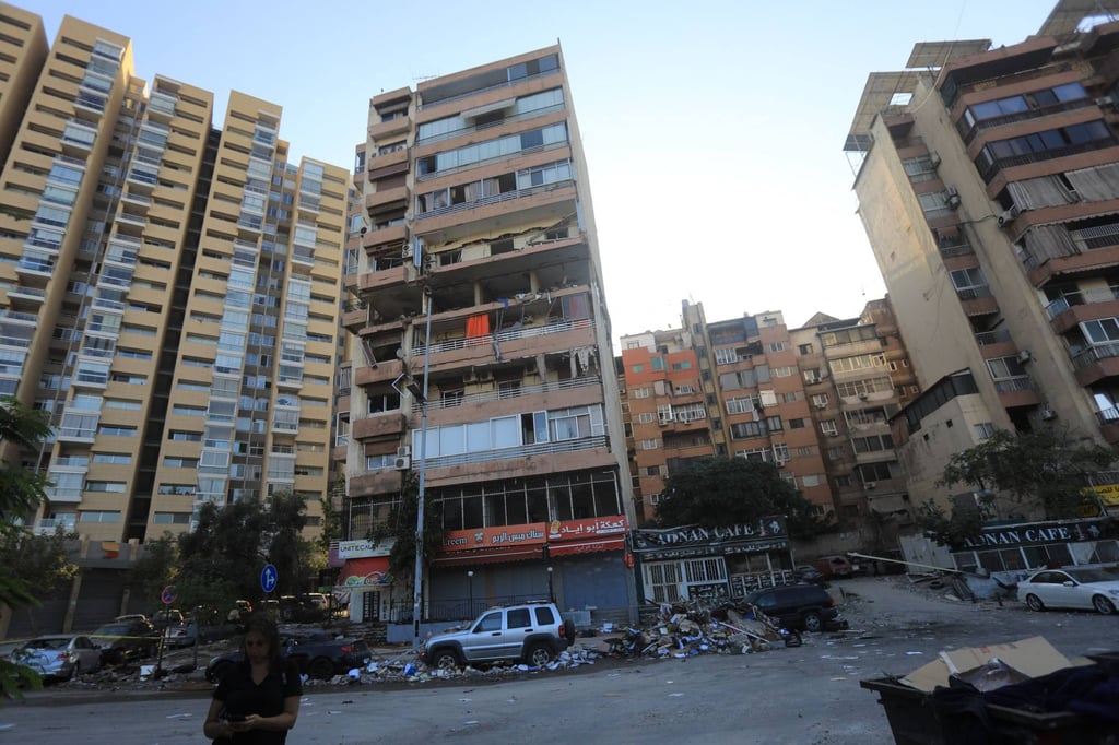 The damaged floor of a residential building that was hit by an Israeli air strike. Photo: AFP The damaged floor of a residential building that was hit by an Israeli air strike. Photo: AFP