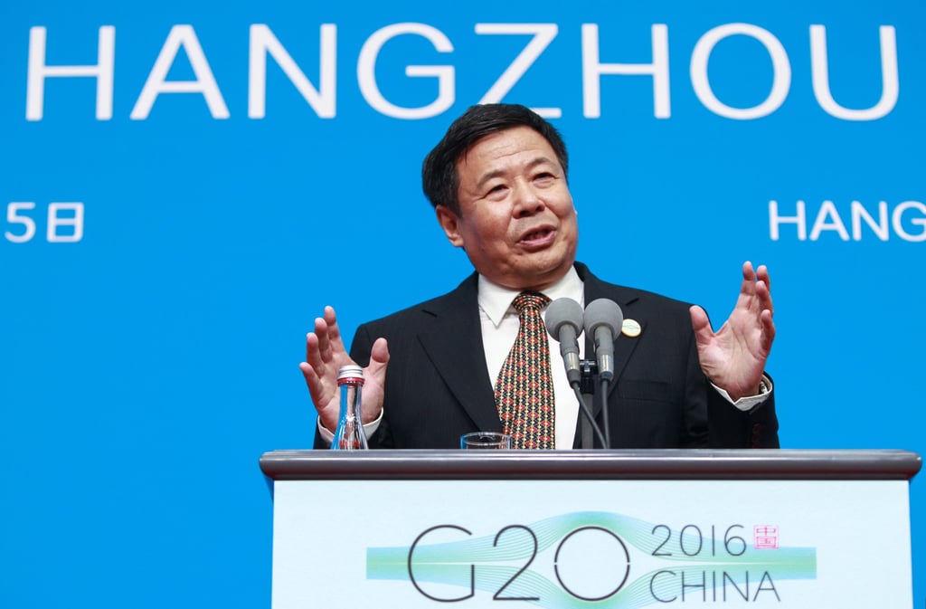 Zhu Guangyao, China’s former vice-minister of finance, speaks at a press conference at the G20 Media Center in Hangzhou on September 2, 2016. Photo: SCMP / Simon Song Zhu Guangyao, China’s former vice-minister of finance, speaks at a press conference at the G20 Media Center in Hangzhou on September 2, 2016. Photo: SCMP / Simon Song