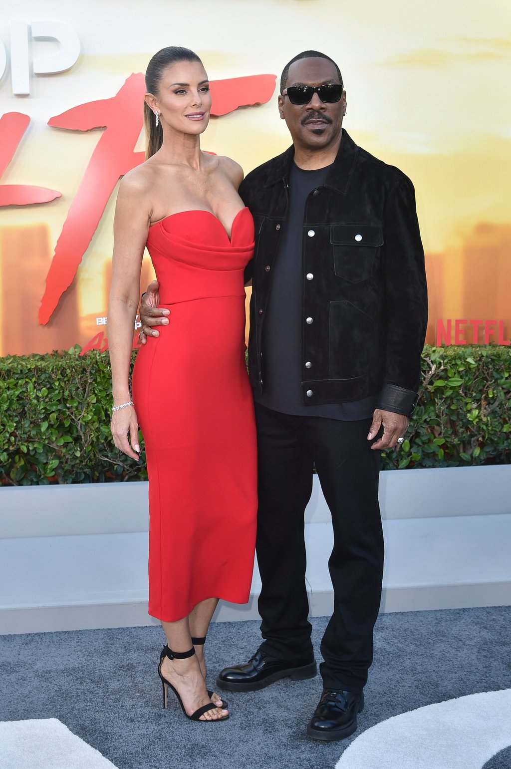 Eddie Murphy and his partner Paige Butcher at the premiere of Beverly Hills Cop: Axel F in California on June 20. Photo: Invision / AP