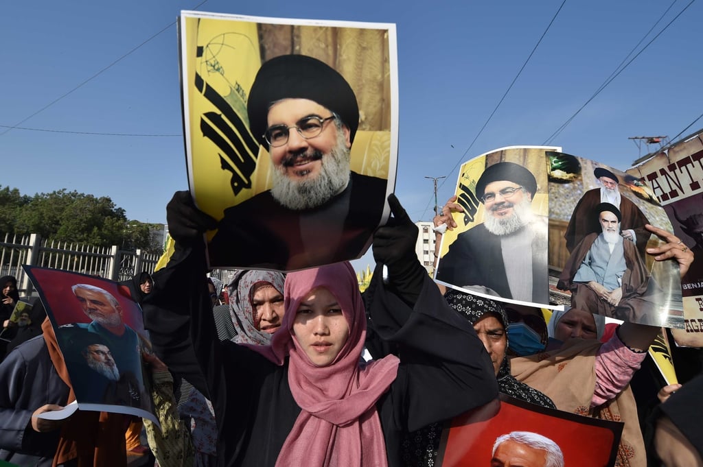 Supporters of Shiite Muslim bodies protest against the killing of Hezbollah leader Hassan Nasrallah, in Karachi, Pakistan on Sunday. Photo: EPA-EFE Supporters of Shiite Muslim bodies protest against the killing of Hezbollah leader Hassan Nasrallah, in Karachi, Pakistan on Sunday. Photo: EPA-EFE