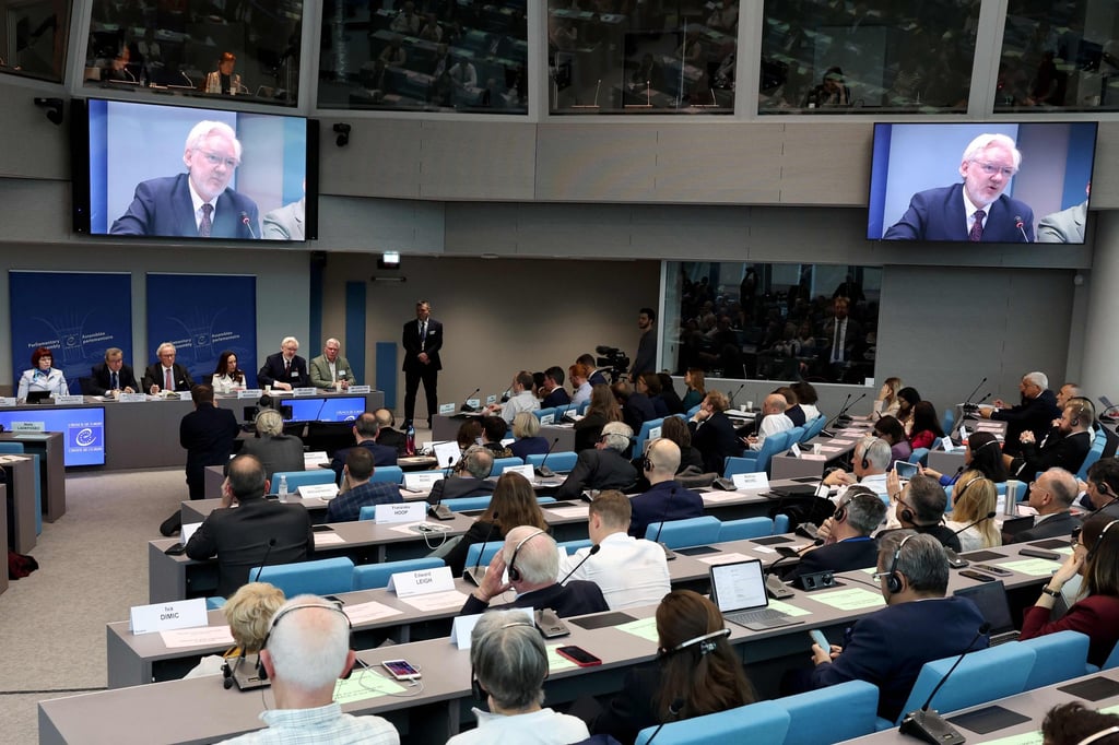 Julian Assange travelled from Australia to Strasbourg in France to speak. Photo: AFP