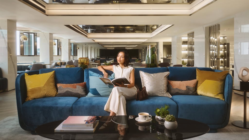 The Continental Club at Prince Hotel, Hong Kong. Designed for work or relaxation, the hotel group’s comprehensive rebranding aims to make guests’ stays more memorable.